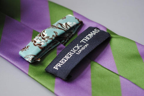 green and purple barber stripe tie